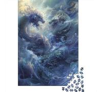 Puzzle carré de 1000 pièces représentant Un Dragon, en Bois, pour Adultes. Jeu éducatif Familial. 1000 pièces (75 x 50 cm).
