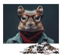 Puzzle carré de 1000 pièces représentant Un écureuil stylé, en Bois, pour Adultes. Jeu éducatif et Stimulant. 1000 pièces (75 x 50 cm).