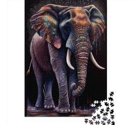 Puzzle carré de 1000 pièces représentant Un éléphant Peint à l'encre, en Bois, pour Adultes, Jeu éducatif Familial, 1000 pièces (75 x 50 cm)
