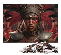 Puzzle carré de 1000 pièces représentant Un Guerrier à Coiffe de Plumes, en Bois, pour Adultes. Jeu de Puzzle Stimulant. 1000 pièces (75 x 50 cm). Idée Cadeau de Noël.