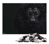 Puzzle carré de 1000 pièces représentant Un Lion Noir, en Bois, pour Adultes et activités familiales. 1000 pièces (75 x 50 cm).