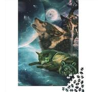 Puzzle carré de 1000 pièces représentant Un Loup, en Bois, pour Adultes et Jeu éducatif (75 x 50 cm).