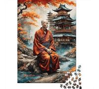Puzzle carré de 1000 pièces représentant Un Moine Japonais, pour Adultes et activités familiales (38 x 26 cm).