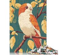 Puzzle carré de 1000 pièces représentant Un Oiseau Orange et Blanc sur Une Branche, pour Adultes et Jeux éducatifs en Papier (38 x 26 cm). Jeu Familial.