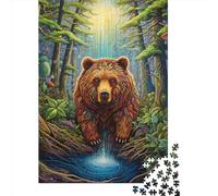Puzzle carré de 1000 pièces représentant Un Ours, en Bois, idéal pour Les Adultes et Les Cadeaux de Noël (75 x 50 cm).
