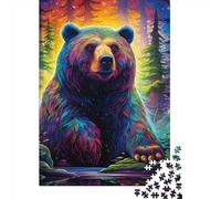 Puzzle carré de 1000 pièces représentant Un Ours, idéal pour Adultes. Puzzle en Papier décoratif (38 x 26 cm).