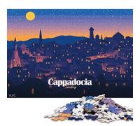 Puzzle carré de 1000 pièces représentant Un Paysage Nocturne de Cappadoce, en Turquie, pour Adultes et Jeux éducatifs en Bois (75 x 50 cm).