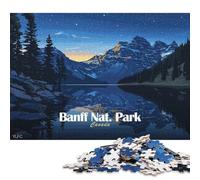 Puzzle carré de 1000 pièces représentant Un Paysage Nocturne du Parc National de Banff, en Bois, pour Adultes. Jeu éducatif Familial. 1000 pièces (75 x 50 cm).