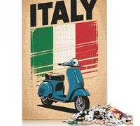 Puzzle carré de 1000 pièces représentant Un Scooter Italien Vintage, en Bois, pour Adultes. Jeu éducatif Familial. 1000 pièces (75 x 50 cm).