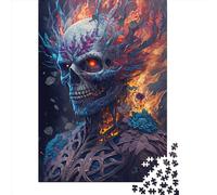 Puzzle carré de 1000 pièces représentant Un Squelette de Fleur en feu, pour Adultes et Enfants, en Bois, idéal comme Cadeau de Noël (75 x 50 cm).