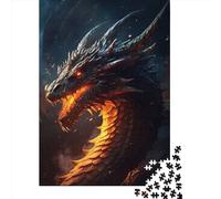 Puzzle carré de 1000 pièces représentant Un Vieux Dragon de feu, pour Adultes, Puzzle en Bois, Jeu de Manipulation, 1000 pièces (75 x 50 cm)