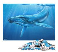 Puzzle carré de 1000 pièces représentant Une Baleine à Bosse, en Bois, pour Adultes et Toute la Famille (75 x 50 cm).