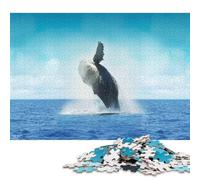 Puzzle carré de 1000 pièces représentant Une Baleine à la Surface, pour Adultes et Enfants, en Bois, idéal comme Cadeau de Noël (75 x 50 cm).