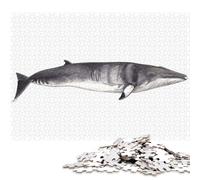 Puzzle carré de 1000 pièces représentant Une Baleine de Minke, en Bois, pour Adultes. Jeu de défi Unique. 1000 pièces (75 x 50 cm).