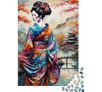 Puzzle carré de 1000 pièces représentant Une Belle Jeune Fille, en Bois, pour Adultes et Toute la Famille (75 x 50 cm).