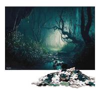 Puzzle carré de 1000 pièces représentant Une forêt Mystique et brumeuse, en Bois, pour Adultes. Décoration Murale, Cadeau de Noël. 1000 pièces (75 x 50 cm).