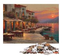 Puzzle carré de 1000 pièces « Soirée au Bord de la mer » pour Adultes, Puzzle en Bois éducatif, Jeu Familial, 1000 pièces (75 x 50 cm)