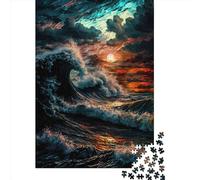 Puzzle carré de 1000 pièces sur Le thème de l'océan déchaîné, en Bois, pour Adultes et activités familiales (75 x 50 cm).