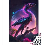 Puzzle carré de 1000 pièces sur Le thème des Dinosaures de Conte de fées néon pour Adultes, Puzzle en Bois, Jeu Manuel, 1000 pièces (75 x 50 cm)