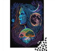 Puzzle carré de 1000 pièces « Terre Mère » à la lumière Noire, pour Adultes. Puzzle en Papier, Cadeau de Noël idéal. Dimensions : 38 x 26 cm.