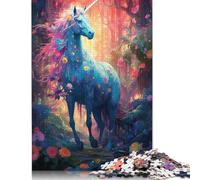 Puzzle carré de 1000 pièces The Rare Blue Licorne pour adultes et puzzle en bois pour les activités familiales 38x26 cm/1000 pièces