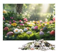 Puzzle carré de 1000 pièces « Œufs de Pâques dans Une Prairie ensoleillée » pour Adultes, Puzzle en Papier, Jeu éducatif Familial, 38 x 26 cm / 1000 pièces