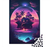 Puzzle carré de 1000 pièces Villa sur l'île pour Adultes et Puzzles en Bois pour Une activité familiale 1000 pièces (75x50cm)