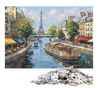 Puzzle carré de 300 pièces représentant Un Paysage de canaux parisiens, en Bois, pour Adultes. Jeu de défi Unique. 300 pièces (40 x 28 cm).