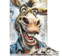 Puzzle carré de 300 pièces Wild Donkey Grin pour Adultes et Puzzles en Bois pour Cadeaux de Noël 300 pièces (40x28cm)