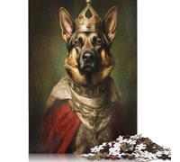 Puzzle carré de 500 pièces avec le roi berger allemand pour adultes, puzzle en bois, jeu éducatif pour enfants, 500 pièces (52 x 38 cm)