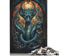 Puzzle carré de 500 pièces avec tête d'hydre et animal mythique pour adultes et puzzle en bois pour cadeaux de Noël 500 pièces (52x38 cm)