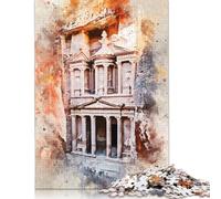 Puzzle carré de 500 pièces du Trésor de Petra en Jordanie pour Adultes, Puzzles en Bois, activité familiale, 500 pièces (52 x 38 cm)