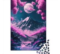 Puzzle carré de 500 pièces en Bois, Motif Fleurs de Cerisier, Style Japonais, pour Adultes et Jeux éducatifs en Famille (52 x 38 cm).