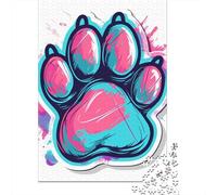 Puzzle carré de 500 pièces en Bois représentant Une Patte d'ours, idéal pour Adultes et Enfants (52 x 38 cm).