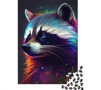 Puzzle carré de 500 pièces « Le Raton Laveur Coquin » pour Adultes, Puzzle en Bois, Jeu de défi Unique, 500 pièces (52 x 38 cm)