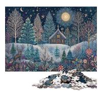 Puzzle carré de 500 pièces « L'enchantement d'une Nuit glaciale » pour Adultes et Puzzles en Bois pour Une activité familiale, 500 pièces (52 x 38 cm)