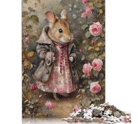 Puzzle carré de 500 pièces « Madame Tittlemouse dans Une roseraie » pour Adultes, Puzzle en Bois, Jouet de Divertissement Familial, 500 pièces (52 x 38 cm)