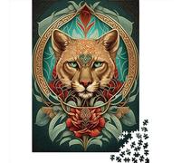 Puzzle carré de 500 pièces « Mysticisme du couguar » pour Adultes et Puzzles en Bois pour Cadeaux de Noël 500 pièces (52 x 38 cm)