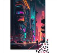 Puzzle carré de 500 pièces pour Adultes, Villes néon, Jeu éducatif en Bois, défi, 500 pièces (52 x 38 cm)