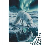 Puzzle carré de 500 pièces Renard Arctique pour Adultes et Puzzles en Bois, Jeu éducatif et défi, 500 pièces (52 x 38 cm)