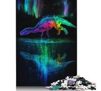Puzzle carré de 500 pièces représentant des Dinosaures et des aurores boréales, pour Adultes et Enfants, Jouets éducatifs et éducatifs, Jeux en Famille, 500 pièces (52 x 38 cm).