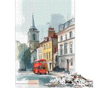 Puzzle carré de 500 pièces représentant des Rues de Londres, en Bois, pour Adultes et Enfants (52 x 38 cm).