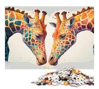 Puzzle carré de 500 pièces représentant Deux girafes amoureuses, en Bois, pour Adultes, décoration Murale, Cadeau de Noël, 500 pièces (52 x 38 cm)