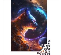 Puzzle carré de 500 pièces représentant Le Chat, Dieu de l'univers, pour Adultes, en Bois, décoration Murale, Cadeau de Noël, 500 pièces (52 x 38 cm)