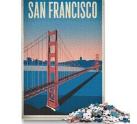 Puzzle carré de 500 pièces représentant Le Golden Gate Bridge, en Bois, pour Adultes et activités familiales (52 x 38 cm).