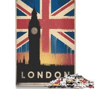Puzzle carré de 500 pièces représentant Le Panorama de Londres pour Adultes, Jeu éducatif en Bois pour Enfants (500 pièces, 52 x 38 cm)