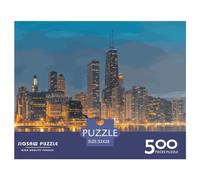 Puzzle carré de 500 pièces représentant Les Gratte-ciels de Chicago pour Adultes, Puzzle en Bois éducatif, Jeu Familial, 500 pièces (52 x 38 cm)