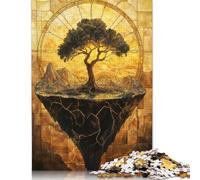 Puzzle carré de 500 pièces représentant Un Arbre Flottant et Une Montagne pour Adultes, Jeu éducatif en Bois pour Enfants (500 pièces, 52 x 38 cm)