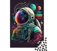 Puzzle carré de 500 pièces représentant Un Astronaute néon pour Adultes, Jeu éducatif en Bois, 500 pièces (52 x 38 cm)