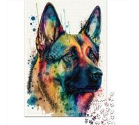 Puzzle carré de 500 pièces représentant Un Berger Allemand (52 x 38 cm) pour Adultes et Puzzles en Bois, idéal comme Cadeau de Noël.
